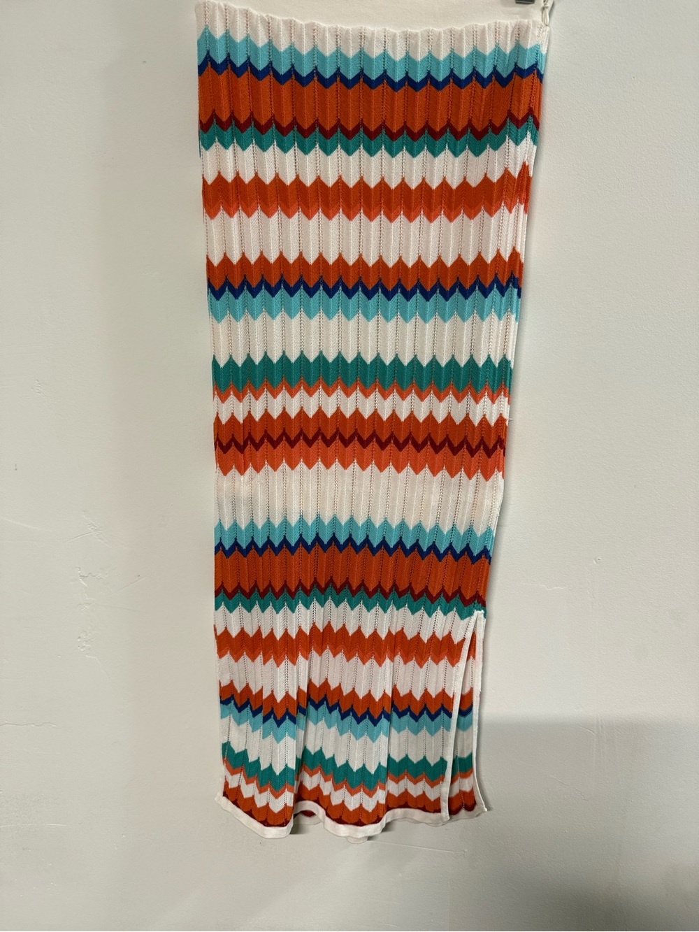 Bebe Chevron Knit Maxi Skirt Multicolor Zigzag Pattern